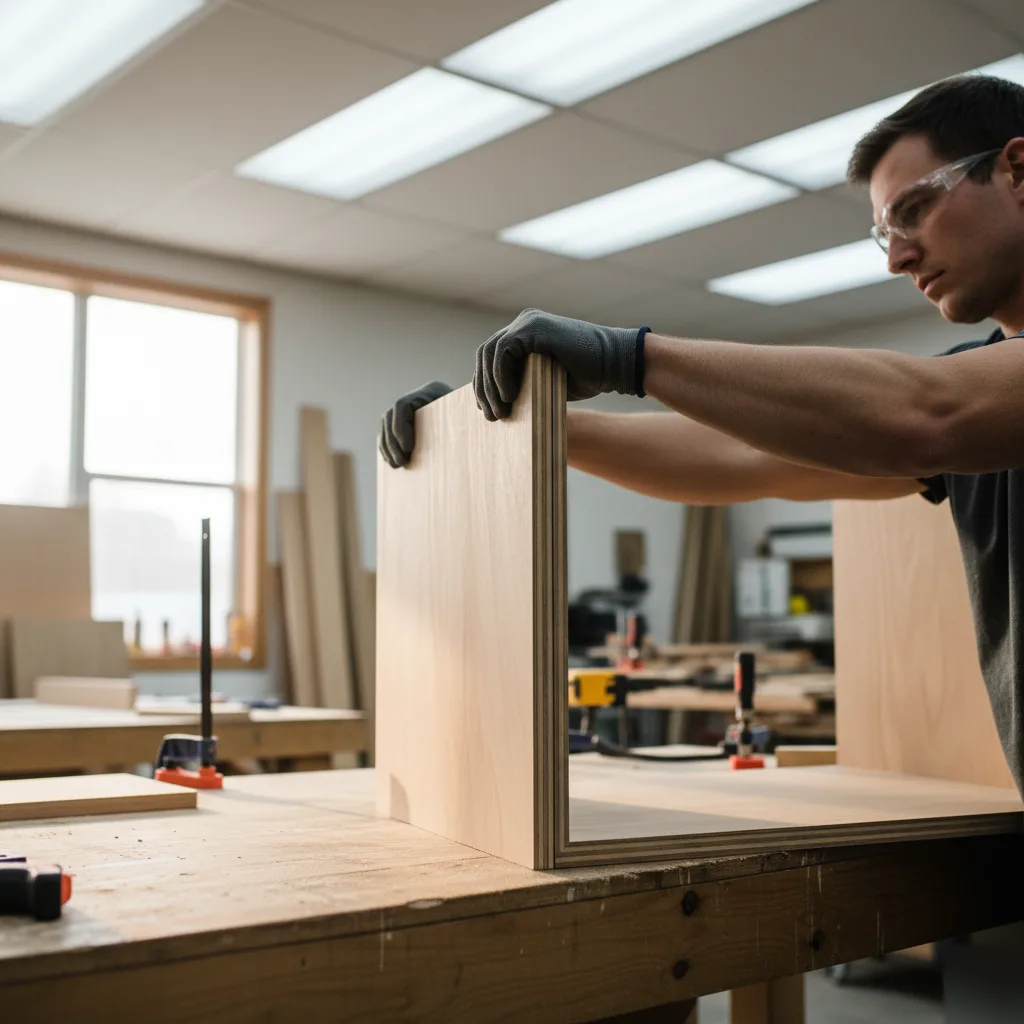 Plywood cabinet box with dado joint construction