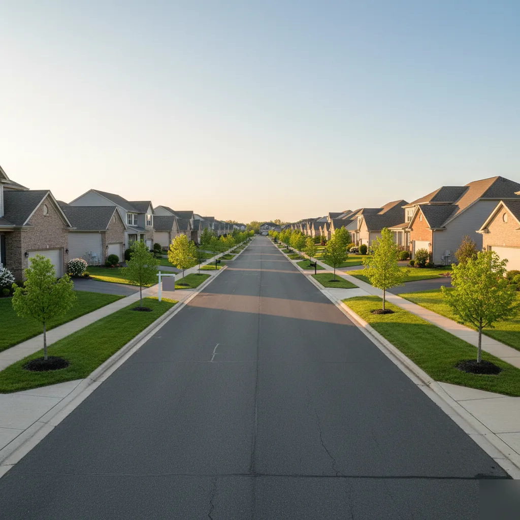 Brownsburg suburban neighborhood where home values depend on permit compliance