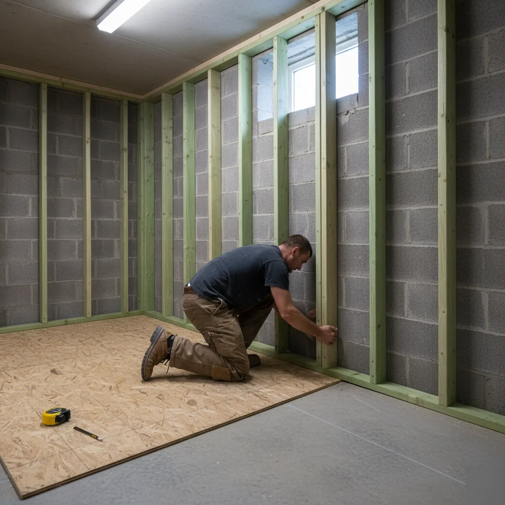 New basement framing in Brownsburg showing the scope of work that triggers a building permit