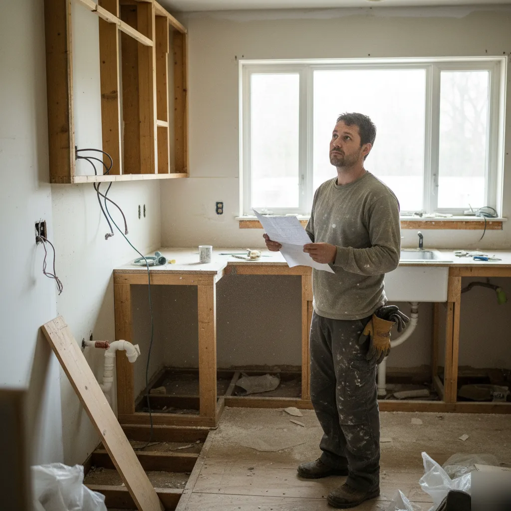 Brownsburg homeowner reviewing kitchen remodel permit requirements