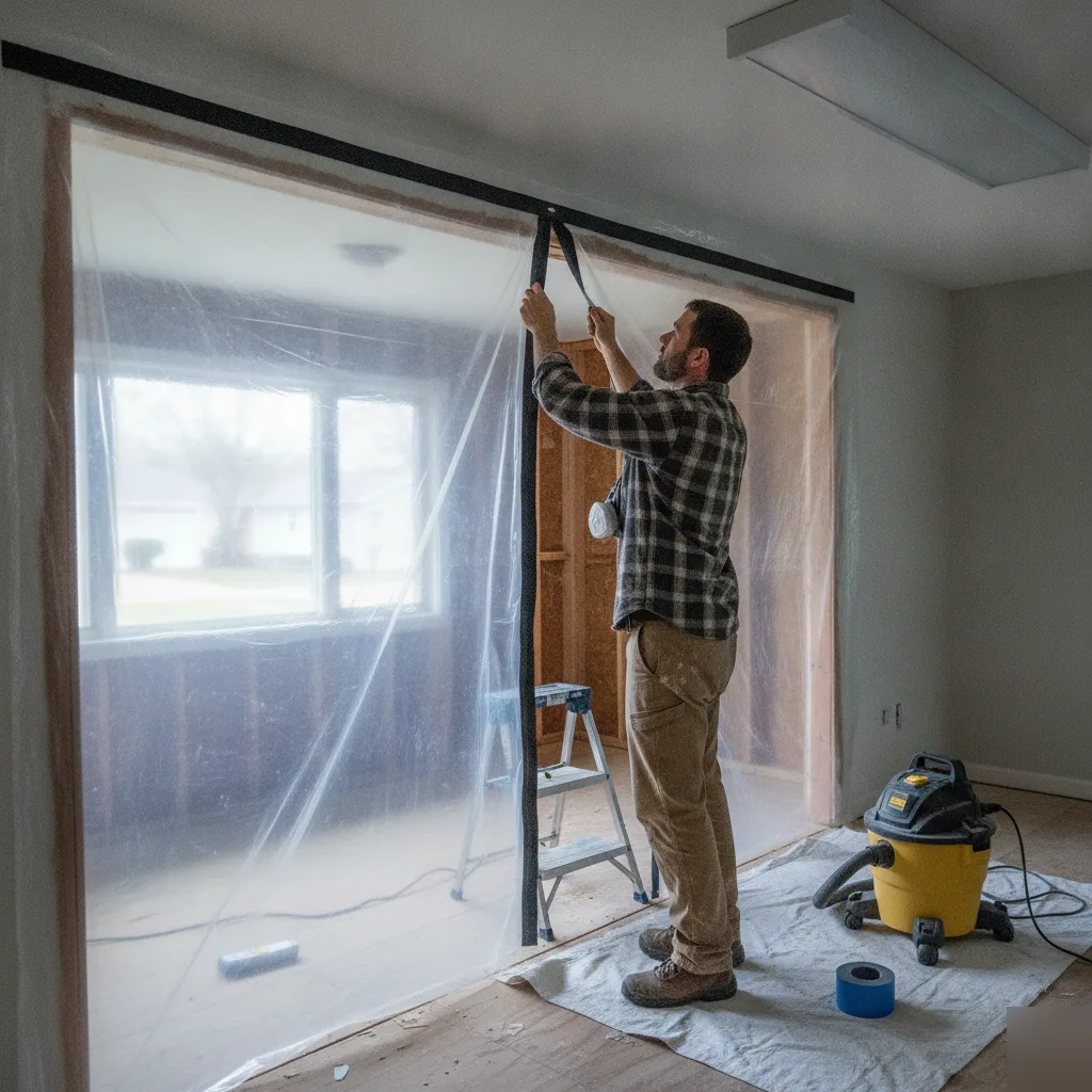 Dust barrier containment during addition construction in Brownsburg