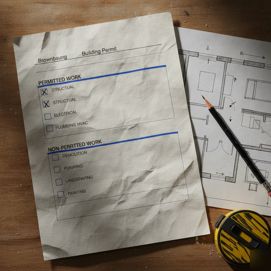 Renovation permit application categories for a Brownsburg, IN whole house project