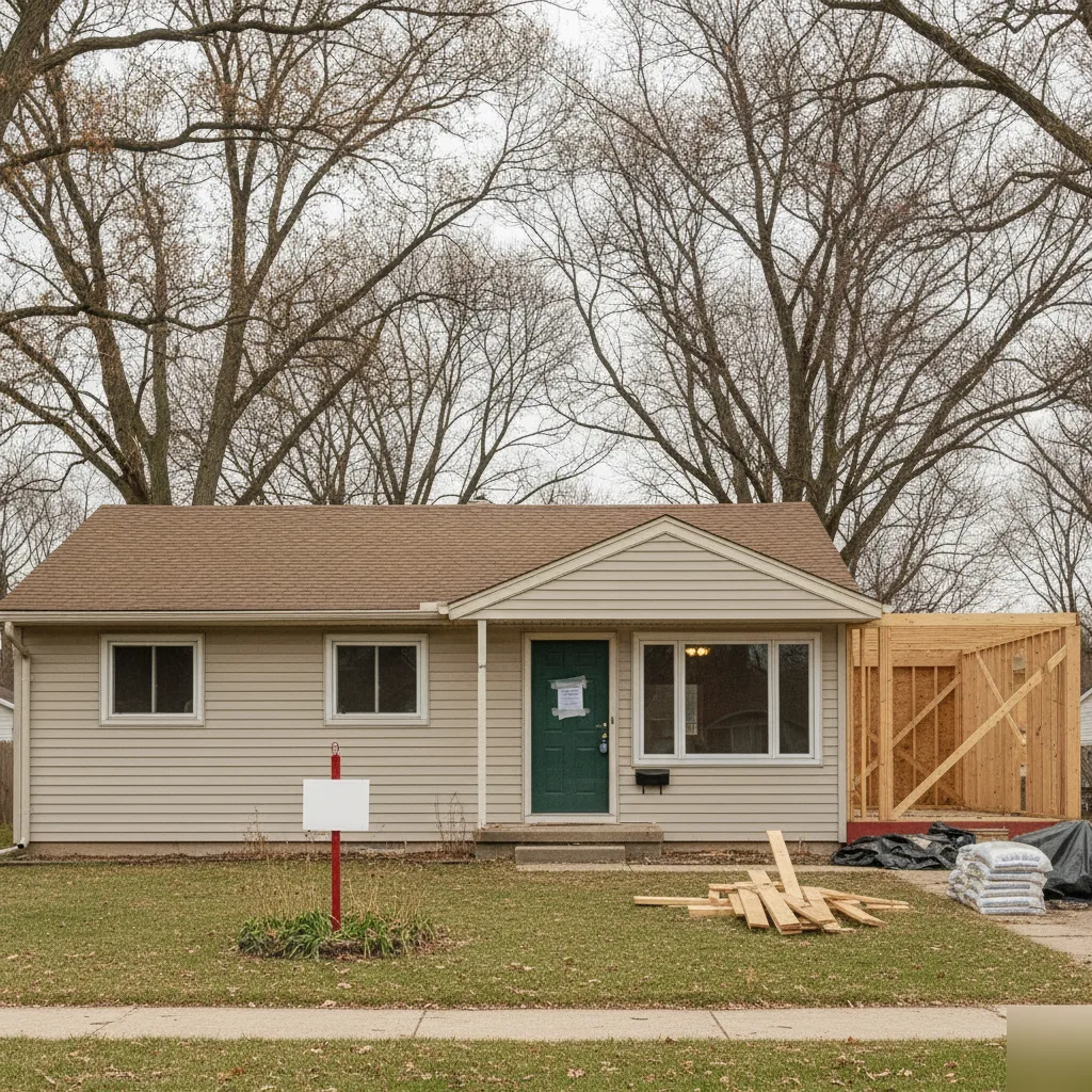 Stop-work order posted on an unpermitted renovation at a Brownsburg, IN home