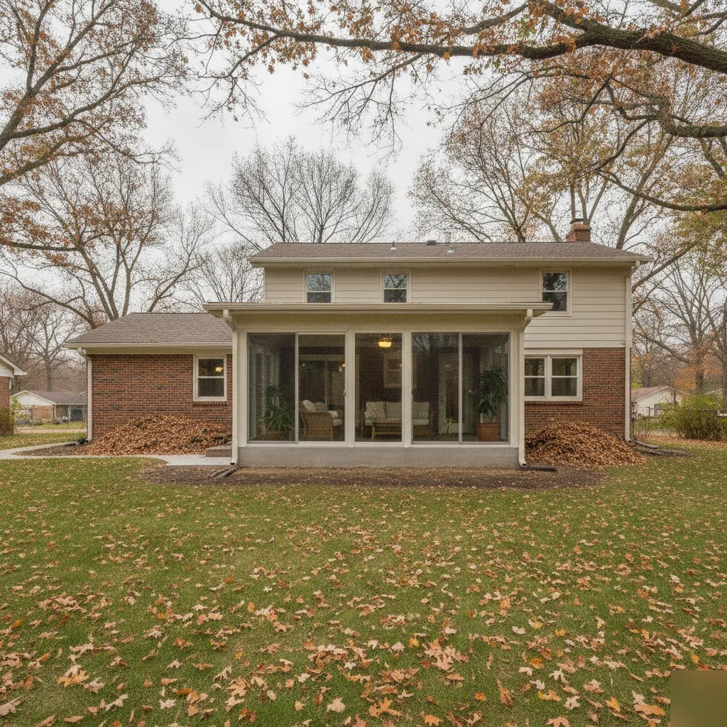 Completed sunroom addition on a proper foundation at a Brownsburg residential home