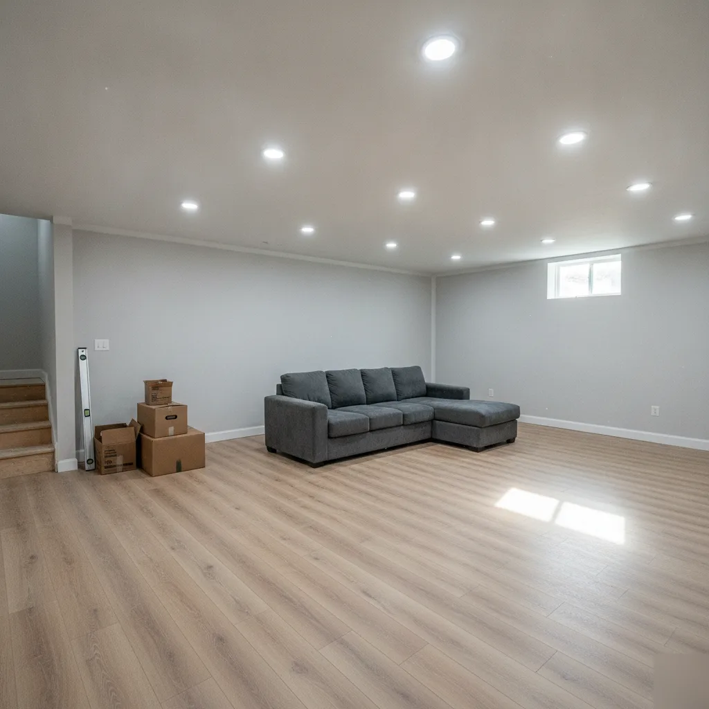 Finished basement remodel completed in a Brownsburg, IN home