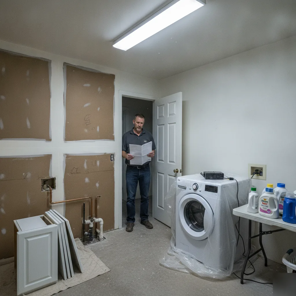 Homeowner planning a laundry room remodel timeline in Brownsburg