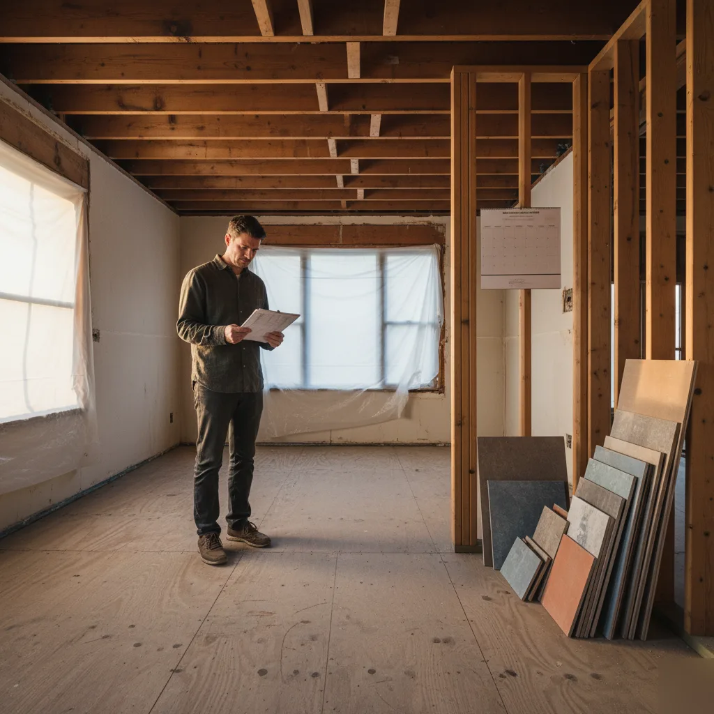 Brownsburg homeowner reviewing a full home renovation timeline