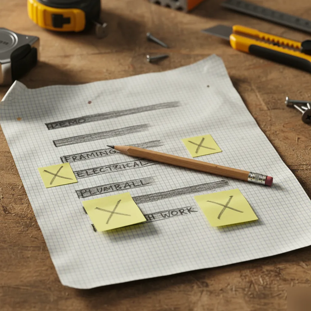 Home renovation phase timeline chart for planning a Brownsburg project