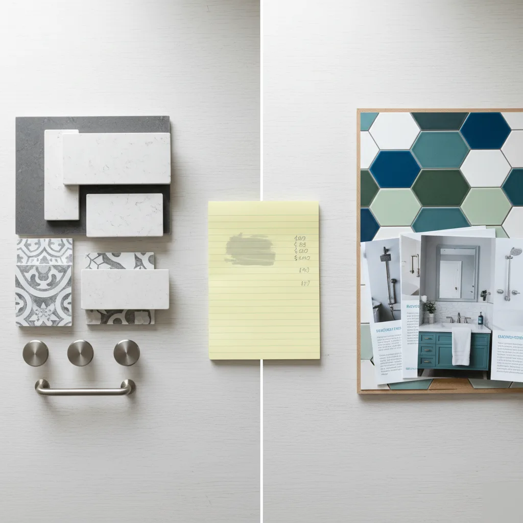 Kitchen and bathroom renovation cost comparison showing materials in Brownsburg