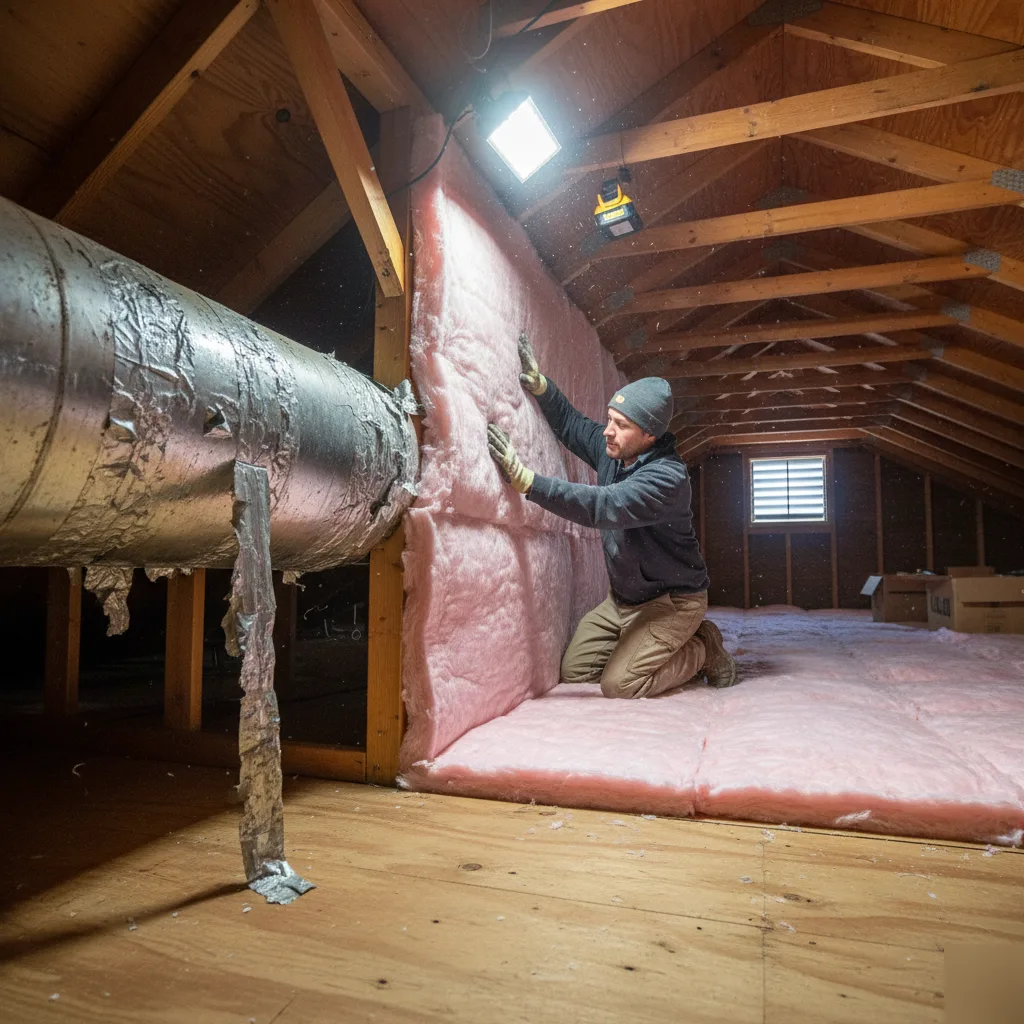 Attic insulation and HVAC duct upgrade in an older Brownsburg home