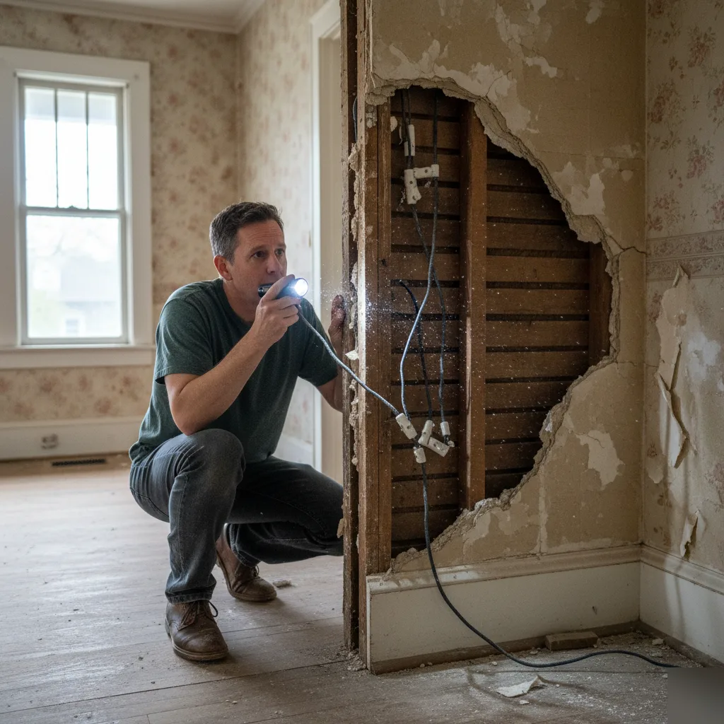 Hidden wiring discovery during older home renovation in Brownsburg