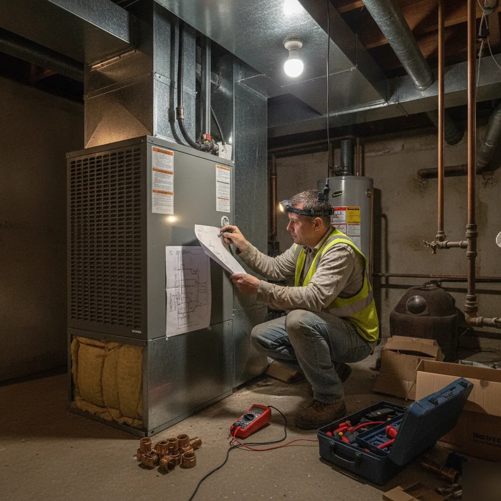 HVAC and mechanical systems addressed during a basement renovation in Brownsburg