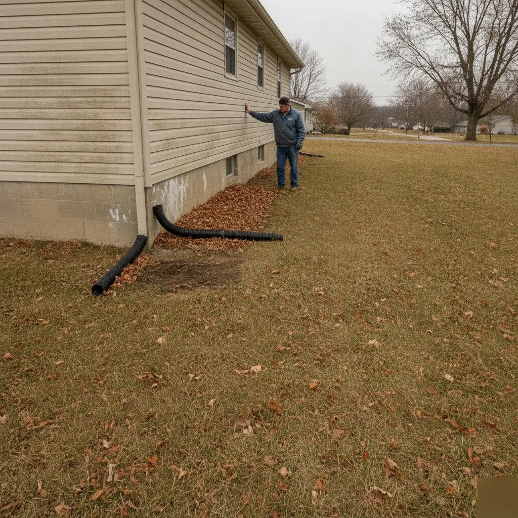 Foundation drainage and grading around a Brownsburg basement remodel