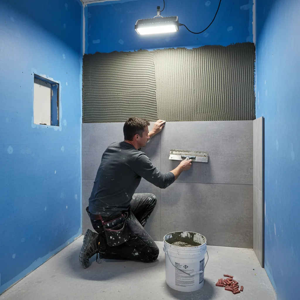 Custom shower tile installation in a Brownsburg bathroom remodel